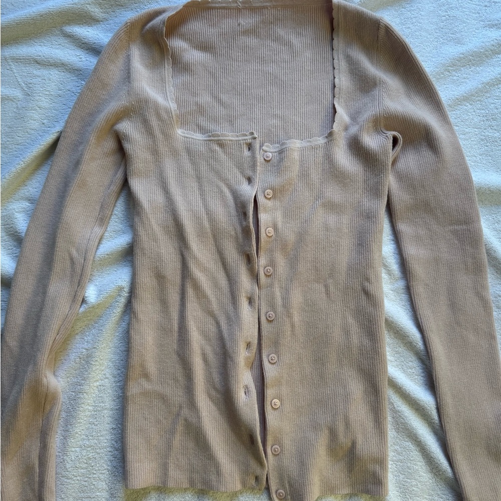 Aritzia baby pink fitted Button-Up Cardigan